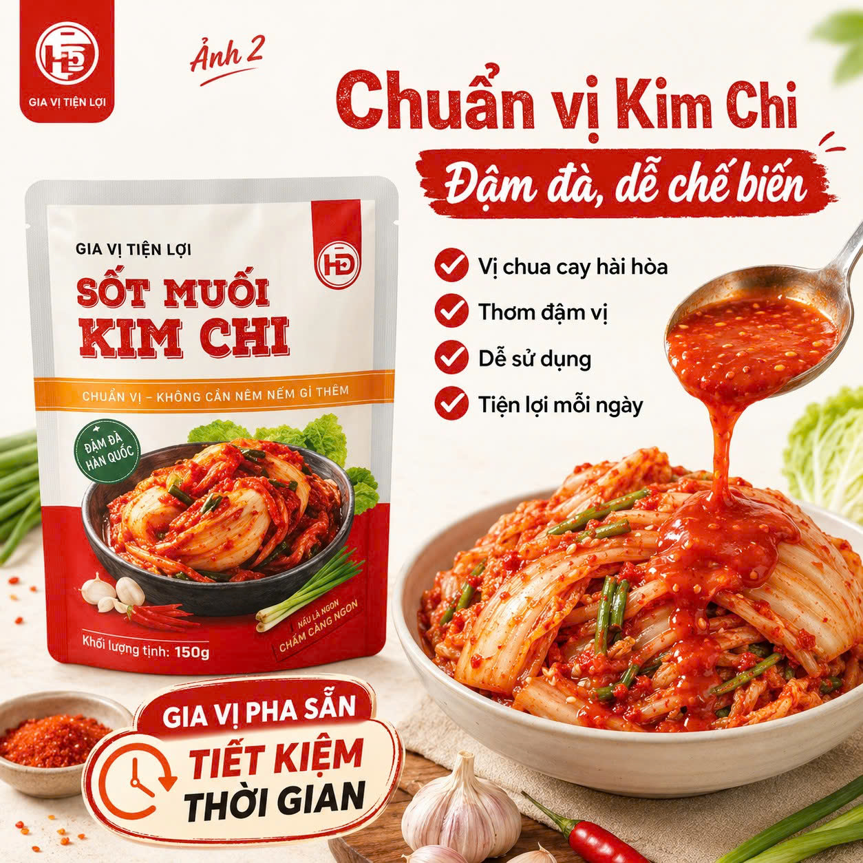 Sỉ Xốt Muối Kim Chi HD Spices 180g – Gia Vị Đa Năng Dễ Bán Cho Tạp Hóa, Quán Ăn, Cửa Hàng Thực Phẩm